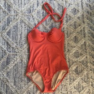 J.Crew orange polka dot swimsuit